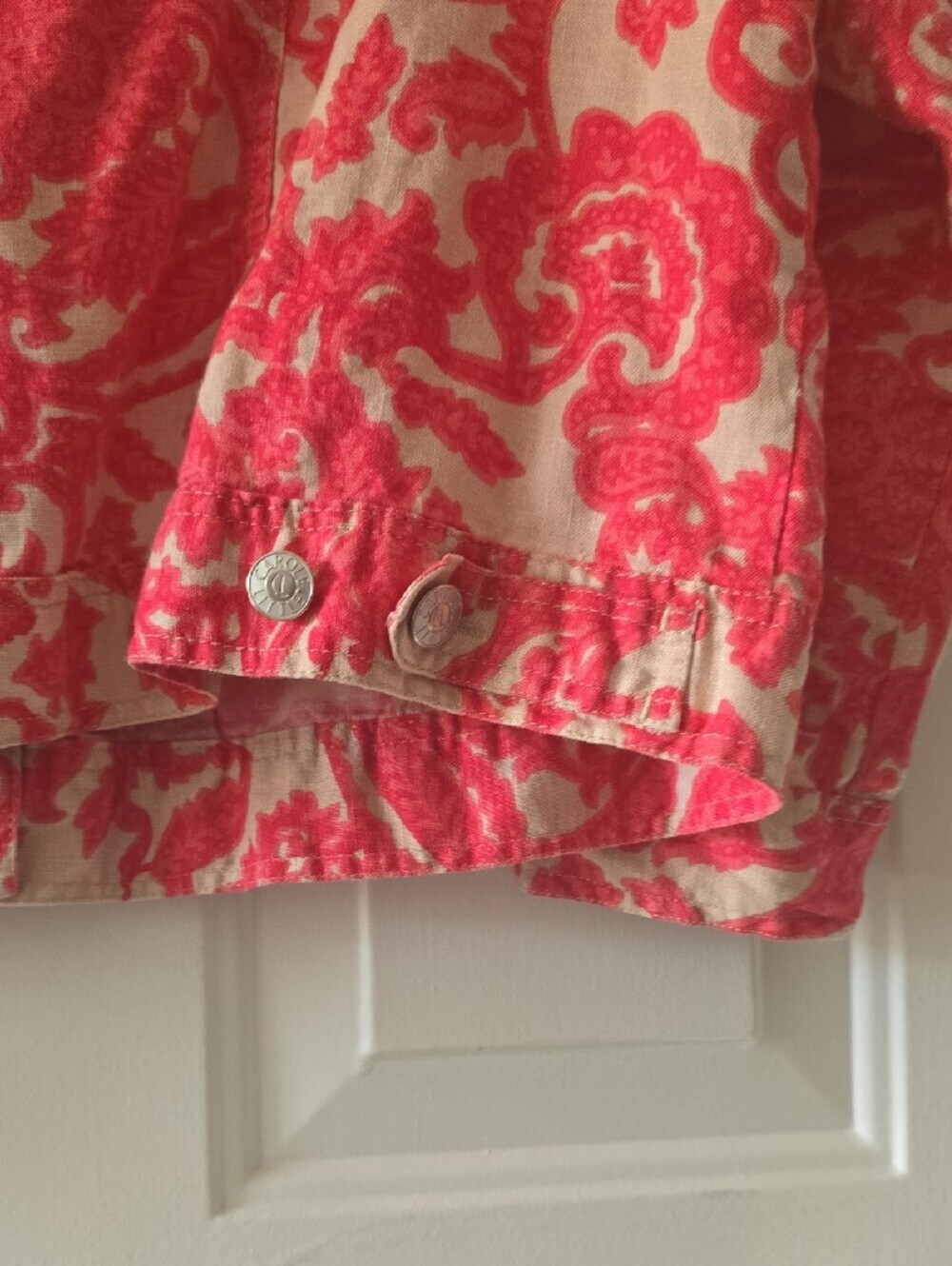 Carole Little Coral Paisley-Print Denim Jacket - Picture 6 of 8